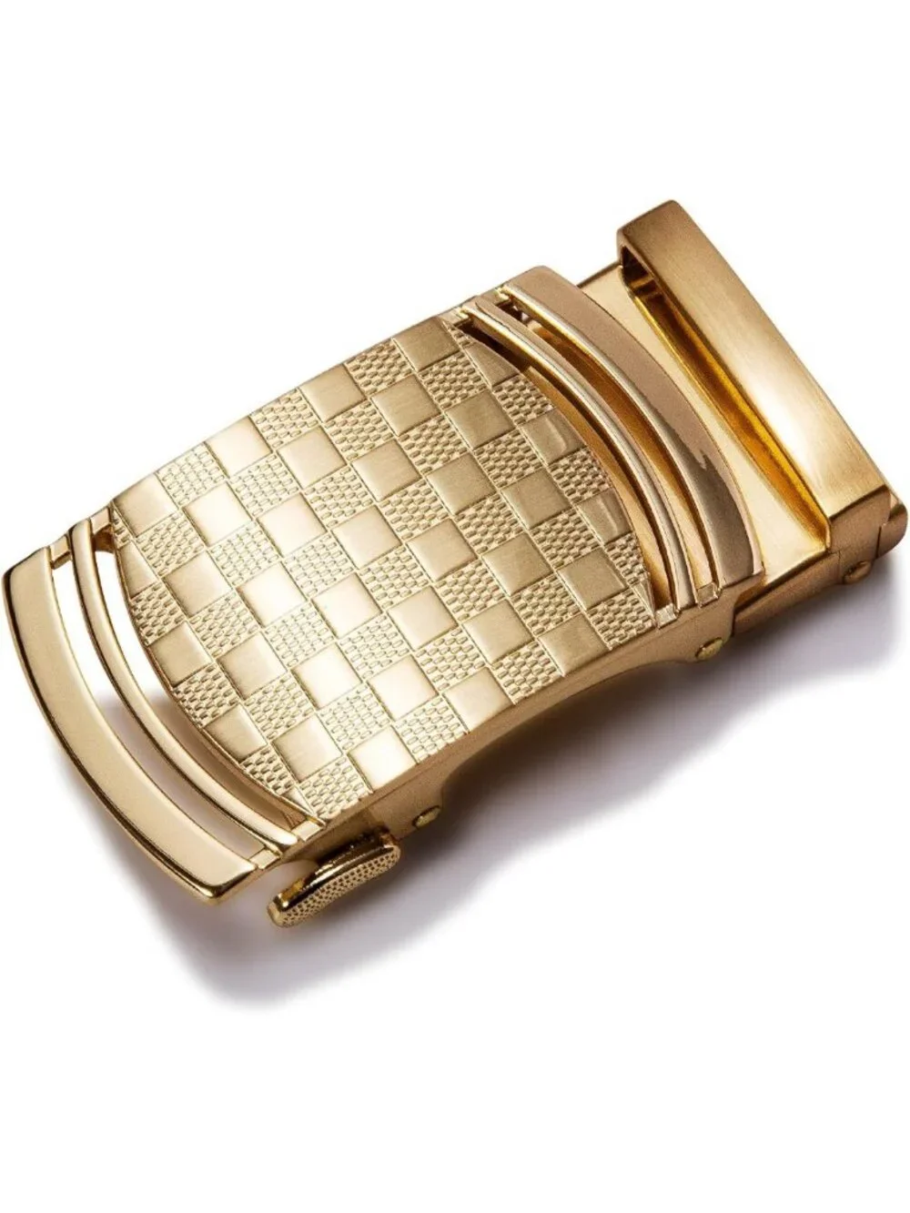 Men's Adjustable Leather Ratchet Belt with Gold Click Buckle - Stylish